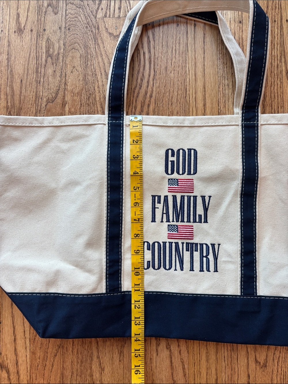 CB Station Canvas Tote Bag "God Family Country" Embroidery - Navy & White🇺🇸 - Picture 4 of 7